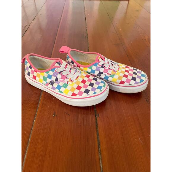 Vans Kids Authentic Low Top Multicolor Rainbow Checkerboard – Size 2.0 US Kids - Picture 1 of 6